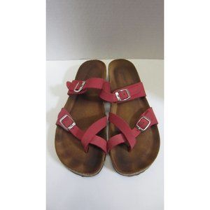 A. Giannetti 9 Red Leather Cork Italy Sandals